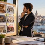رائد أعمال يقارن نماذج واجهات علامات امتياز تجاري
